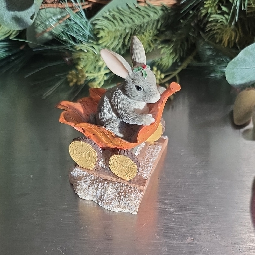 Gray and Orange Bunny Figurine